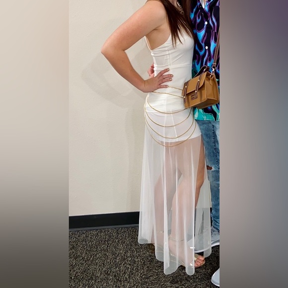 Women’s SHEIN Angel Fashions crisscross backless split thigh dress. Size small. - Picture 5 of 16